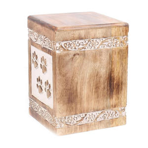 Elegant Design Pet <b>Memorial</b> Keepsake Wooden Urn for Funeral Ashes Mango Wood Paw Print Urns by Indian Manufacturer and Exporter - Product Image 3