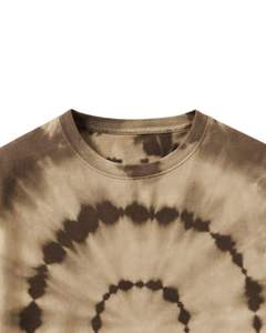 T-shirt personnalisé marron beige tie-dye à motif circulaire pour homme, en coton, style streetwear décontracté, col rond, manches courtes, tendance été. - Product Image 5