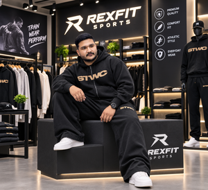 Ensemble survêtement streetwear oversize noir 450 GSM épais avec sweat à capuche zippé et pantalon de jogging, personnalisable par sérigraphie, OEM, marque privée - Product Image 4