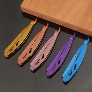 Navaja de barbero con logotipo personalizado OEM, de filo recto, plegable, de acero inoxidable, equipo profesional para salón, navaja de afeitar. - Product Image 1