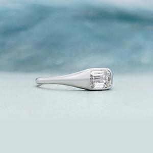Bague de fiançailles et de mariage en or jaune 14 carats avec diamant de laboratoire taille émeraude 1 carat, cadeau de fête, bijoux - Product Image 5