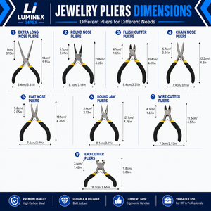 LUMINEX IMPEX LUB=113 Alicates de punta larga de acero inoxidable ligeros y lisos para pulir y fabricar joyas, ideales para hacer pulseras DIY - Product Image 2