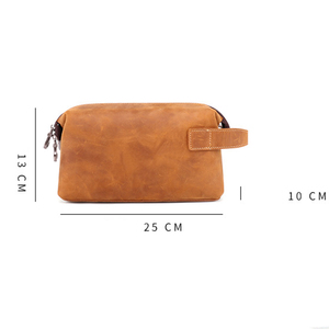 Handmade Toiletry Bag <b>Men</b> Travel Cosmetic <b>Pouch</b> Genuine Leather Dopp Kit. - Product Image 3