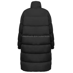 Chaqueta Larga Acolchada Negra para Mujer, con Cuello Alto, Cierre de Cremallera, Resistente al Viento, para Invierno - Product Image 2