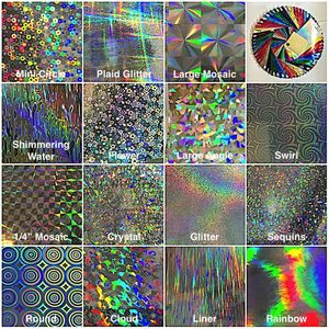 Wholesale PET Multi Pattern <b>Transparent</b> Holographic Self Adhesive Film Packaging Branding Stickers Photo Frames Decorative Craft - Product Image 4