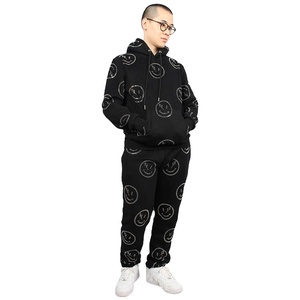 Wholesale Private Label Sweat Suits Custom Rhinestone Tracksuit Men Jogger Sets - Product Image 4