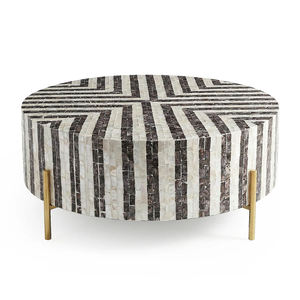 Mesa de Centro con Incrustaciones de Madreperla, Mosaico de Conchas, Mueble de Lujo Hecho a Mano para Sala de Estar, Vietnam - Product Image 1