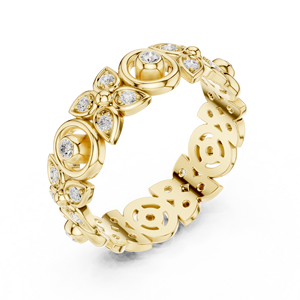 Anillo floral de oro amarillo para mujer, anillo de eternidad con cristales de lujo, regalo de joyería de moda para aniversario de boda - Product Image 2