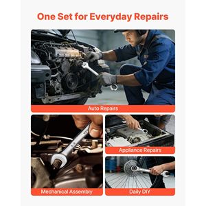 Set di 16 Chiavi Combinate SAE con Cricchetto a 72 Denti in Acciaio Cr-V, Misure Chiare, Confezione in Sacchetto Arrotolabile - Product Image 6