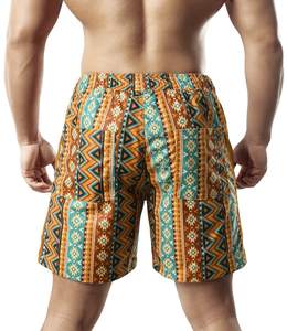 Pantalones cortos de playa para hombre, estampado de puesta de sol, cintura elástica con cordón, informales, de verano, coloridos, ligeros, blancos, para nadar en la playa - Product Image 3