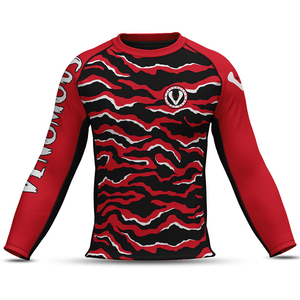 Rashguard personnalisé imprimé motif Viper Tigre Rouge Venimeux, manches longues, rouge et noir, sublimation, Spandex Polyester, séchage rapide, unisexe - Product Image 3
