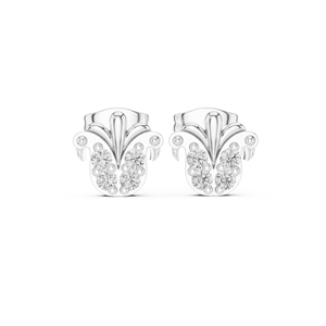 Boucles d'oreilles de mariage en or rose 14 carats avec diamants de laboratoire ronds pour femmes |   Nouveau diamant cultivé - Product Image 2