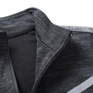 Survêtement gris zippé pour homme, sweat-shirt sportif à manches longues avec poches latérales, vêtements de sport respirants, tenue décontractée d'automne - Product Image 4
