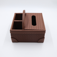 Boîte à mouchoirs en cuir PU écologique personnalisée couverture Rectangle carton en bois Table à thé mallette de rangement MDF matériel