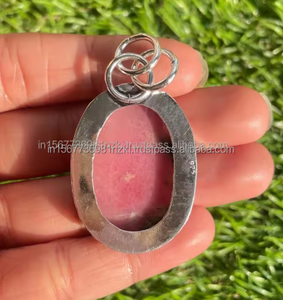 Best Selling Rhodonite Cabochon hand polish Gemstone Pendant With 925 Starling Silver Loop Pendant Christmas Gift Unisex Jewelry - Product Image 2