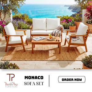 THINH PHU FURNITURE TP6135 Ensemble de canapés modernes Monaco 3 places (4 pièces) avec coussins d'assise de 10 cm et coussins de dossier de 12 cm pour villa/hôtel - Product Image 2