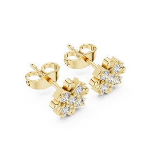 Pendientes de Oro Amarillo de 14K con Diamantes Cultivados en Laboratorio, Redondos, para Uso Diario, para Mujer |   Diamante Cultivado Nuevo - Product Image 5