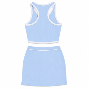 Mini Skirt Set Breathable Stretch Fashion Wear Supplier Women Ribbed Matching Crop Top and Skirt Set Custom Logo Private Label - Product Image 2