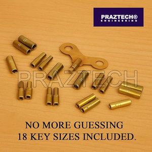 PRAZTECH® 18-Size Clock Winding Key Set | Solid Brass Keys 000–15 | Clock Repair & Winding <b>Tool</b> Kit - Product Image 4