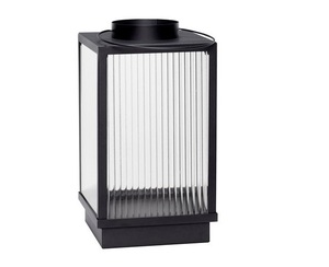 Linterna de Metal y Vidrio Texturizado Hecha a Mano, Venta al por Mayor de Fábrica, con Acabado Negro Mate, para Decoración de Interiores y Exteriores - Product Image 1