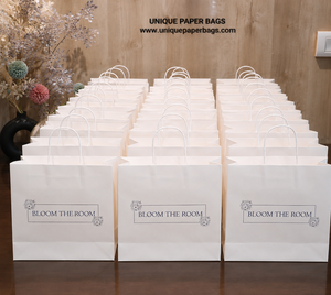 High Quality Luxury White <b>Paper</b> Shopping Bags for Boutique Apparel Floral and Premium Gift Packaging - Product Image 2