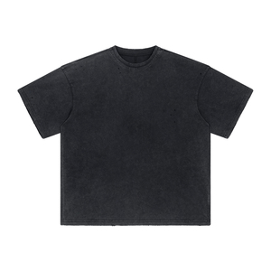 T-shirts pour hommes 100% coton, lavage à l'acide, coupe ample, 300 GSM, t-shirts surdimensionnés pour hommes avec logo personnalisé, streetwear - Product Image 5