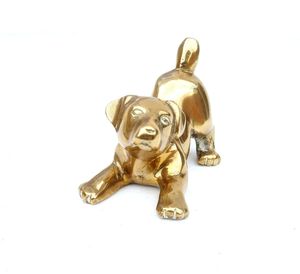 Escultura decorativa de perro en latón, figura artística de animal para decoración de interiores de lujo y elegante centro de mesa - Product Image 6