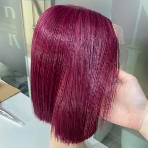 Bone Straight Burgundy Color 100% Virgin Human Hair Wig Super Double Drawn Raw Vietnamese Hair No <b>Tangles</b> No Shedding - Product Image 4