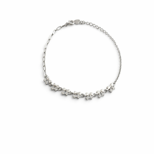 925 Sterling Silver Butterfly Round Diamond Link <b>Bangle</b> Women Elegant Dainty Jewelry High Polish Finish Wedding Party Gift - Product Image 1