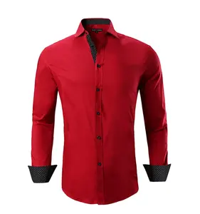 Camisa de Vestir de Franela Teñida con Hilo y Logotipo Personalizado para Hombre, 100% Algodón, con Mangas Largas, Cuello Marinero, Secado Rápido y Ecológica - Product Image 3