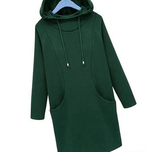 Vestido con Capucha Color Borgoña para Mujer, Manga Larga, Felpa Francesa, Algodón, Sudadera con Capucha, Estilo Casual, Invierno - Product Image 5