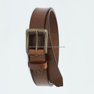 Cinturón casual de cuero texturizado marrón de alta calidad para hombre con tornillo Chicago para cambiar la hebilla, cinturón masculino. - Product Image 2