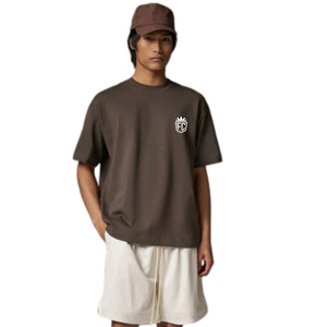 Camiseta Premium para Hombre, 100% Algodón, Bordada, 230g, Color Marrón Oscuro, Cómoda, Informal, Estilo Urbano, Suave y Transpirable - Product Image 6