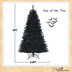 Black Artificial Christmas <b>Tree</b> with Purple LED <b>Lights</b> for Halloween Decorations - Product Image 4