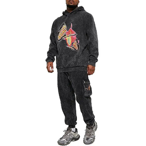 Ensemble de survêtement décontracté pour homme en coton délavé à l'acide, avec sweat à capuche et pantalon de jogging, style streetwear hiver, Fabricant - Product Image 6