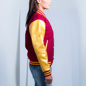 Chaqueta Varsity de Piel de Oveja para Mujer, Teñida, de Algodón, Impermeable, Transpirable, Cálida para Invierno, Informal, a la Moda, Estilo Hip Hop, Color Sólido, Venta al Por Mayor - Product Image 2
