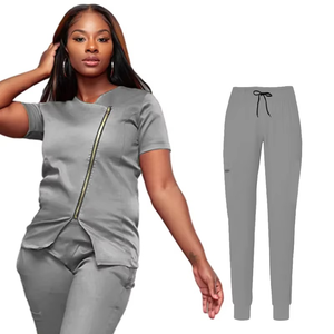 Uniformes Médicos Premium con Cierre para Mujer, Personalizables, para Enfermeras de Hospital, Top con Cierre, Pantalones Jogger, Ropa de Trabajo para Doctores y Enfermeras - Product Image 1