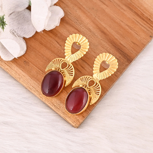 <b>Garnet</b> Hydro Gemstone Brass Gold Plated Designer <b>Earrings</b> Handmade Fashion Jewelry for Women Wholesale Lot 10 Pairs - Product Image 4