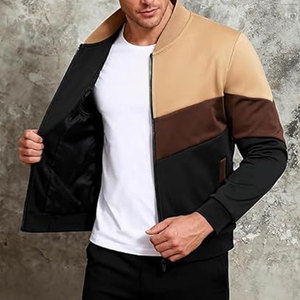 Mens Lightweight Casual Bomber <b>Jacket</b> Stylish Color Block Varsity Coat Comfortable Everyday Wear Trendy Streetwear <b>Zip</b> <b>Up</b> <b>Jacket</b> - Product Image 5