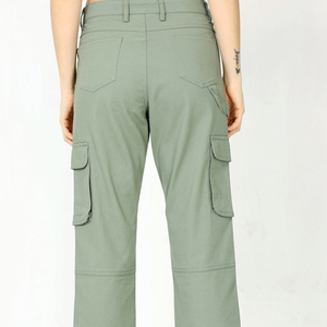 Women Cargo <b>Pants</b> Solid Green Mid Waist Ankle-Length Casual <b>Pants</b> With Pockets Breathable Woven Regular Fit - Product Image 5