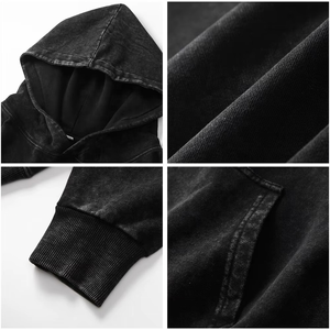 Sweat-shirts en coton épais 350 grammes pour hommes, style délavé, surdimensionnés, effet vieilli, avec impression en relief, vente en gros - Product Image 6