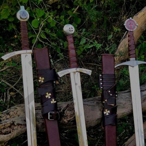 Épée des Templiers faite à la main, The Accolade, en acier inoxydable de haute qualité avec fourreau en cuir - Product Image 6