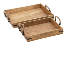 Bandeja de Servir Rústica de Madera Multiusos para Café, Té, Desayuno, Bocadillos y Comida para Cocina y Hogar - Product Image 5