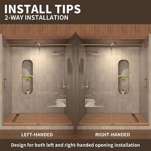 Senza cornice 58-60 pollici. L X 76 Pollici Porta scorrevole per doccia H in vetro temperato trasparente da 5/16 pollici con finitura nichel spazzolato - Product Image 6