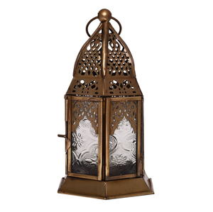 Handicrafts Brass Lantern With Glass <b>Panels</b> And Intricate Cutout Design For Home Decoration Outdoor Metal Lantern - Product Image 5