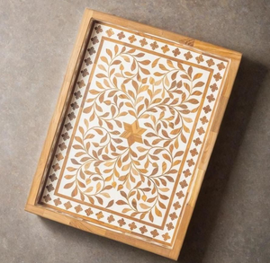 Plateau de service moderne et unique en os incrusté, dernier design, décoration d'intérieur, vaisselle, directement d'Inde - Product Image 1