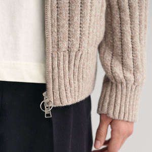 Cárdigan de lana para hombre con cuello tipo cowl, cremallera, bolsillos inclinados acanalados, de peso pesado, informal, de invierno, personalizado, venta al por mayor de fábrica - Product Image 4