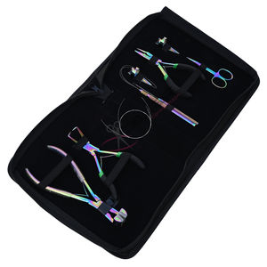 Kit de pinces professionnelles pour extensions capillaires arc-en-ciel avec pince à micro-perles, ciseaux et outils d'installation pour extensions à bandes adhésives en salon - Product Image 1