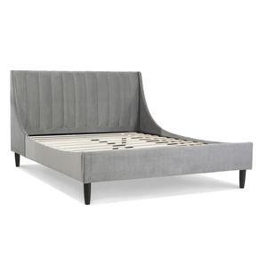 Set letto moderno Queen Aspen con testiera trapuntata in velluto grigio opale, letti imbottiti - Product Image 3