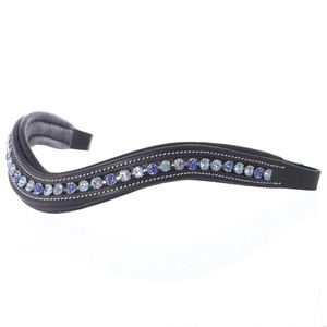 Diadema Anatómica de Cuero Personalizable Annabelle Equestrian con Cristales Azules para Caballo, Estilo Inglés, Western y Doma Clásica - Product Image 1